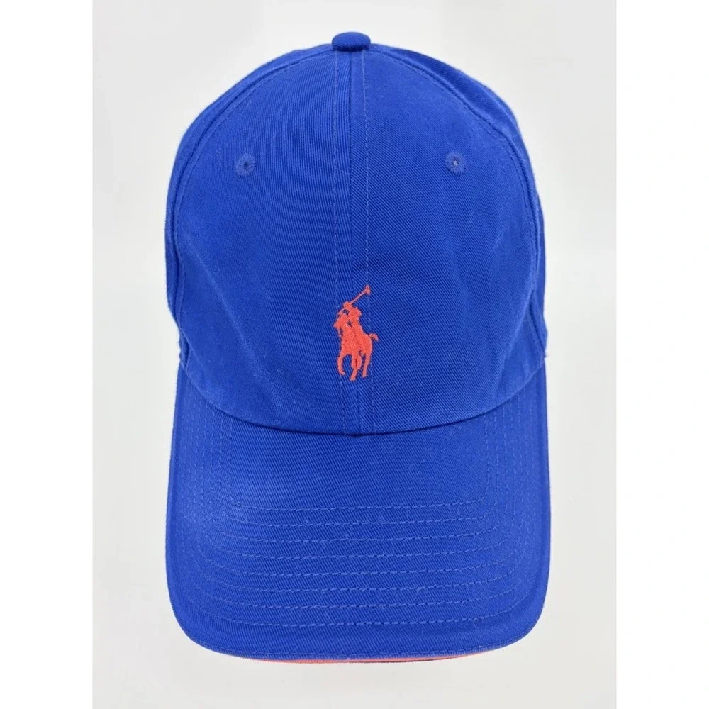 Polo Golf Ralph Lauren Hat Cap Blue with Red Pony Logo Strap Back Casual Faded
